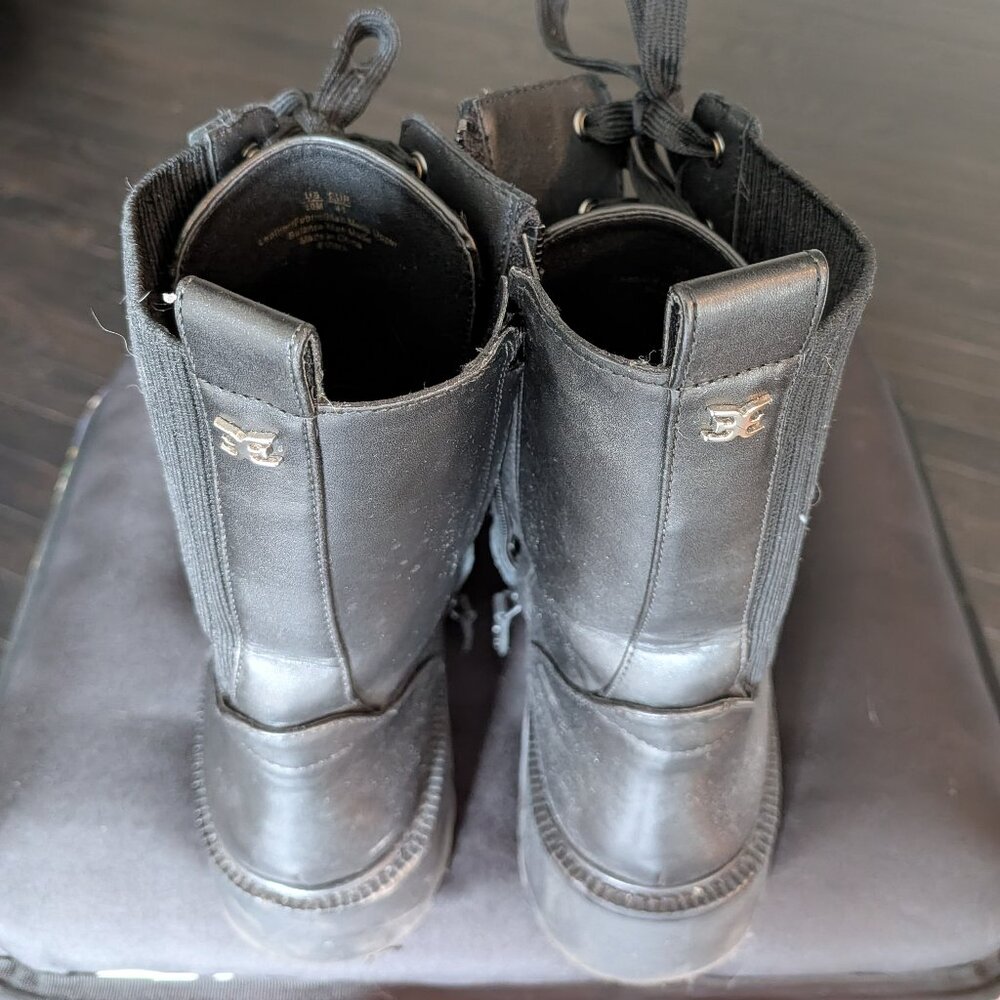 Black Sam Edelman Lydell Mixed Media Combat Boots | Size 10M - Picture 2 of 5